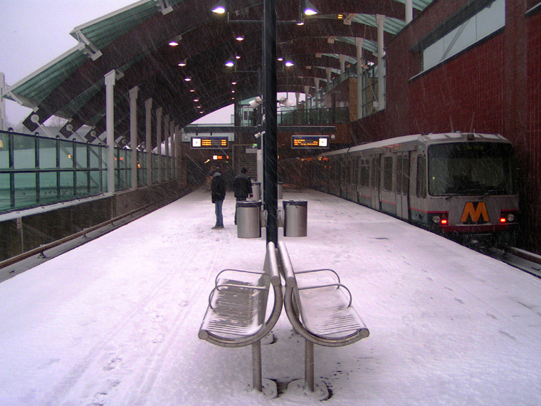 Snow at metro station Troelstralaan, Schiedam